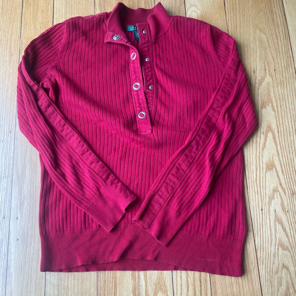 Ralph Lauren Red Ribbed Knit Top